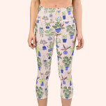 Cactus succulent Blush Pink Capri Leggings<br><div class="desc">Ein niedliches Blumenmuster in Grün und Blau auf einem rosa Hintergrund. Ideal für Pflanze und Gärtner. Originelle Kunst von Nic Squirrell.</div>
