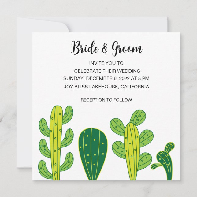 Cactus succulent botanical Wedding Einladung (Vorderseite)