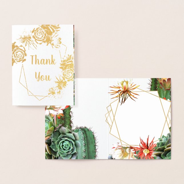 Cactus succulent Coral Green Real Gold-Folie Folienkarte (Anzeige)