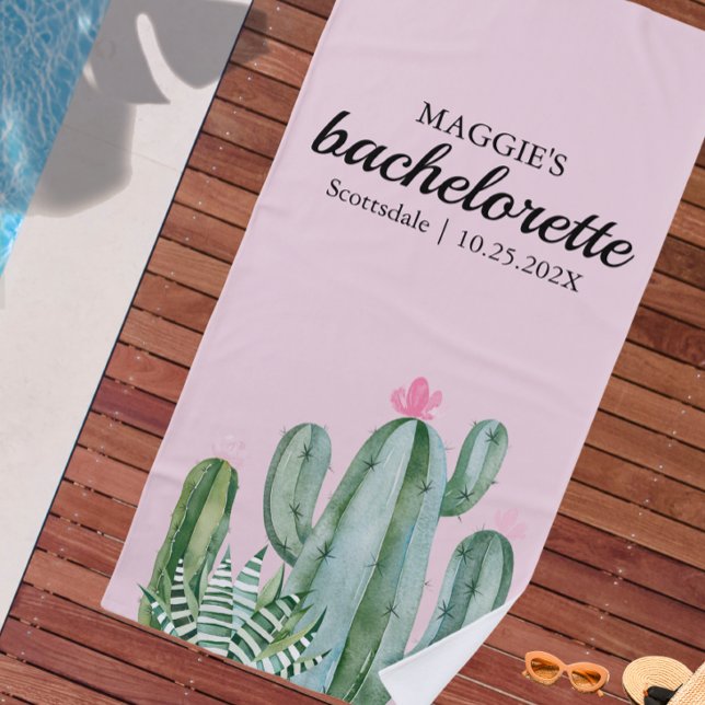 Cactus succulent Desert Bachelorette Pink Strandtuch (Von Creator hochgeladen)