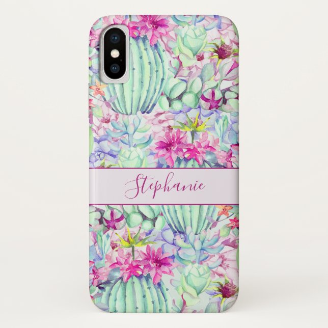 Cactus succulent floral Foliage Personalisiert Case-Mate iPhone Hülle (Rückseite)