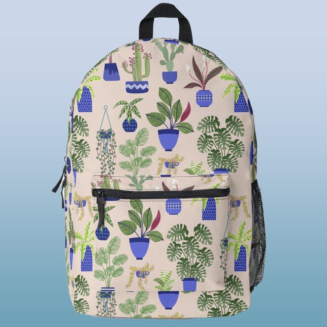 Cactus succulent Houseplant Bedruckter Rucksack (Cactus, succulent and houseplant pattern blush pink backpack)