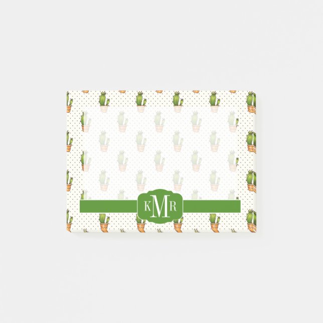 Cactus & Succulent Polk Dot Pattern Post-it Klebezettel (Vorderseite)