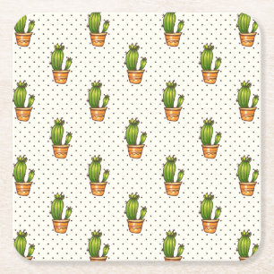 Cactus & Succulent Polk Dot Pattern Rechteckiger Pappuntersetzer
