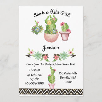 Cactus succulent Southwestern Wild One Einladung
