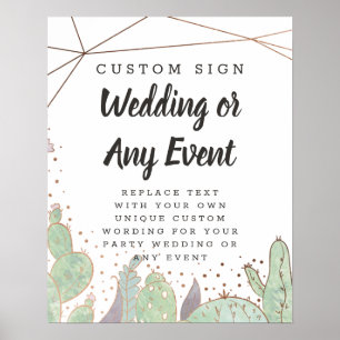 Cactus & Succulent Trendy Custom Text Event Sign Poster