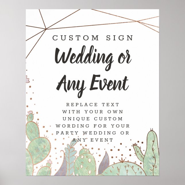 Cactus & Succulent Trendy Custom Text Event Sign Poster (Vorne)