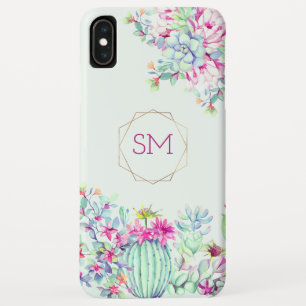 Cactus succulent Watercolor Geometric Monogram Case-Mate iPhone Hülle