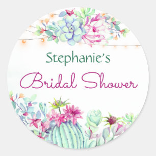 Cactus succulents String Lights Brautparty Runder Aufkleber