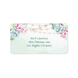 Cactus succulents String Lights Floral Adressaufkleber