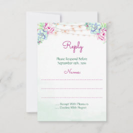 Cactus succulents String Lights Wedding RSVP Karte