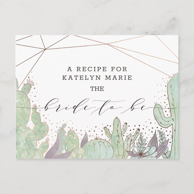 Cactus & Succulents Trendy Brie to be Recipe Card Ankündigungspostkarte (Vorderseite)
