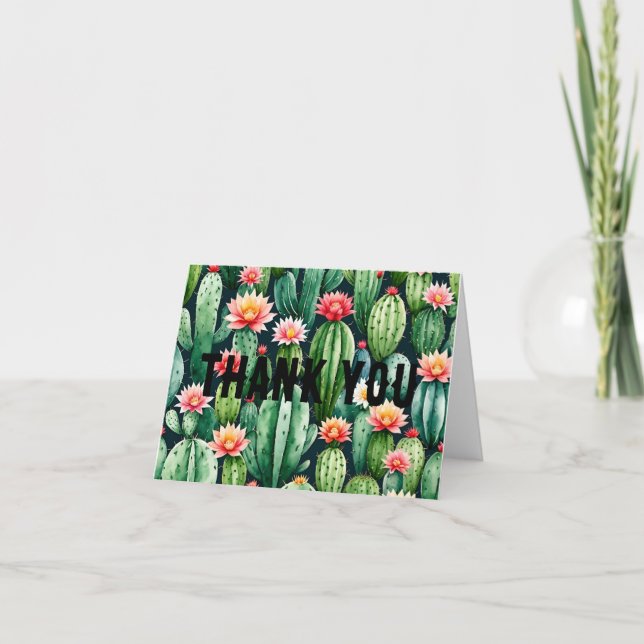 cactus succulents watercolor geflochten Danke Kart (Vorderseite)