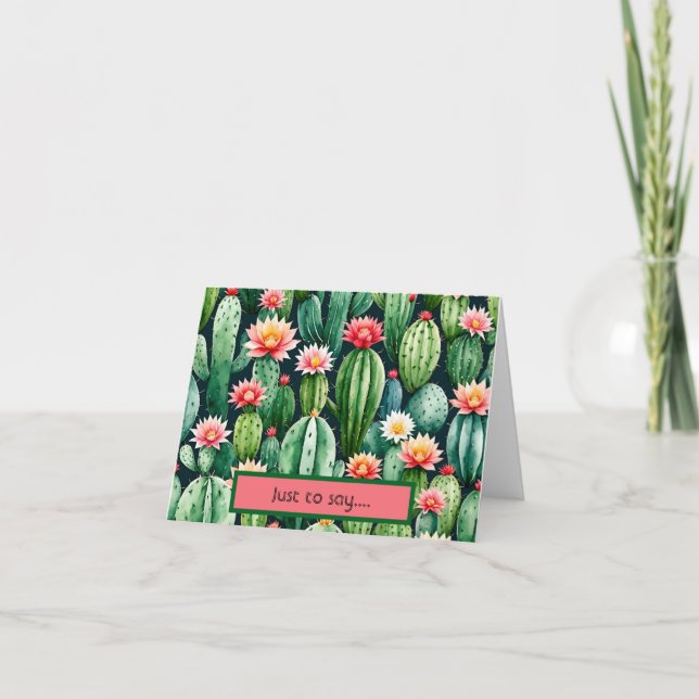 cactus succulents watercolor geflochten Danke Kart (Vorderseite)