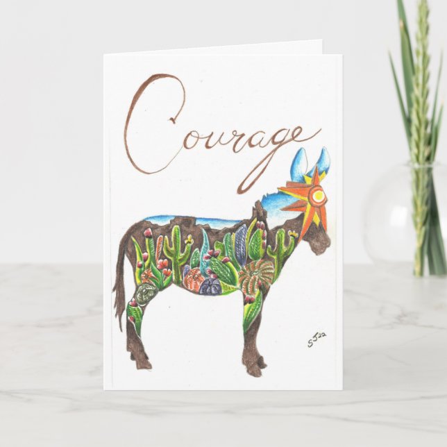 Cactus sud-ouest Mule par Sherry Jarvis Carte plié (Devant)