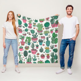 Cactus sukculent Pattern Fleecedecke