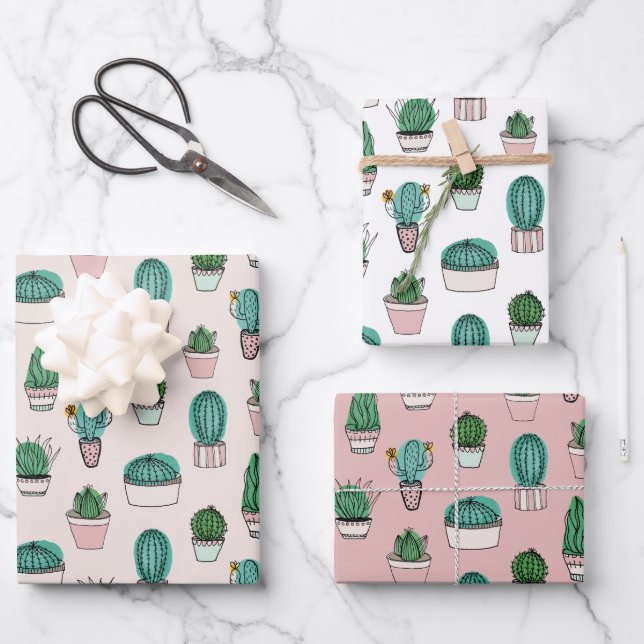 Cactus sukculent Pattern Geschenkpapier Set (Vorderseite)