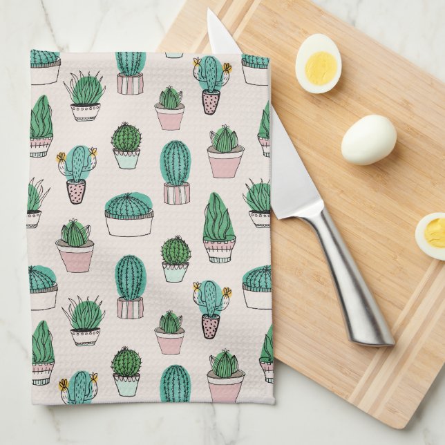 Cactus sukculent Pattern Geschirrtuch (Viertel Falte)