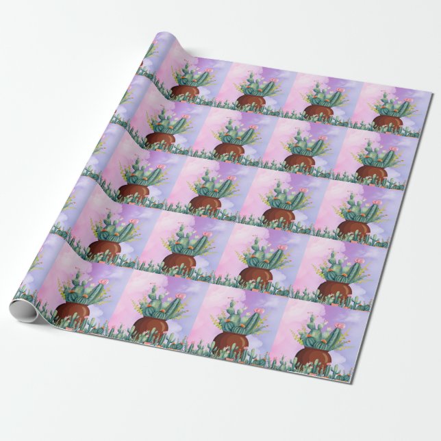 Cactus Sunrise Wrapping Paper Geschenkpapier (Ungerollt)