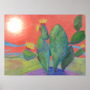 Cactus Sunset Poster
