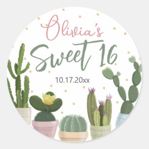 Cactus Sweet 16 Klassischer Rundumaufkleber Runder Aufkleber