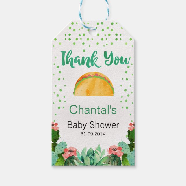 Cactus Taco Baby Shower Danke, dass Sie Anhänger (Vorderseite)