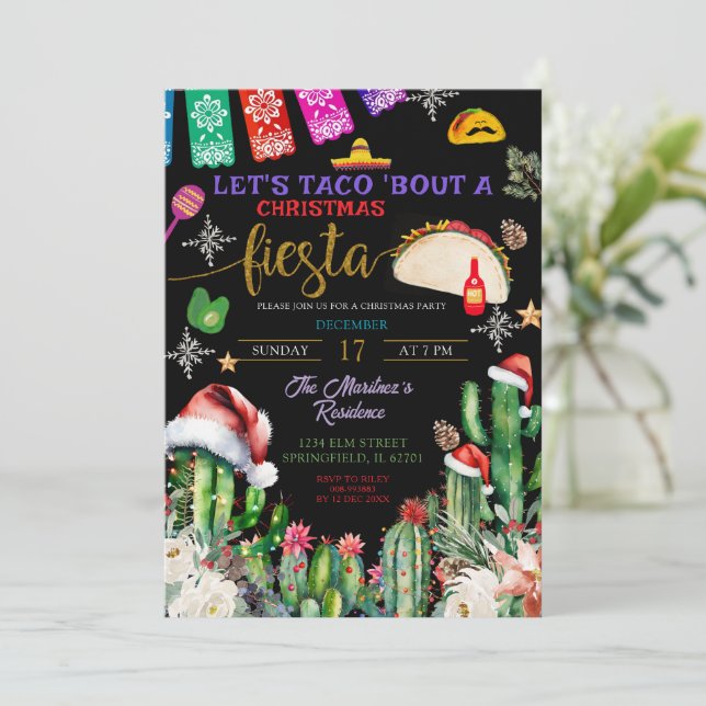 Cactus Taco Bout a Christmas Fiesta Invitation (Debout devant)