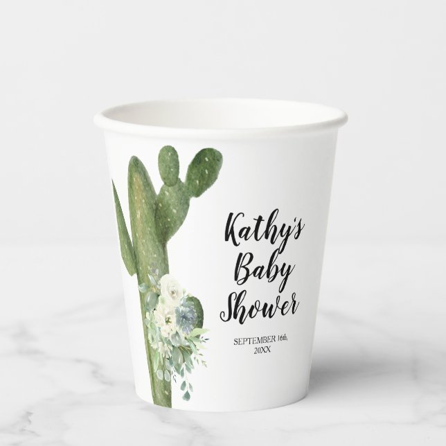 Cactus Taco Bout White Blume Whitepaper Pappbecher (Vorderseite)