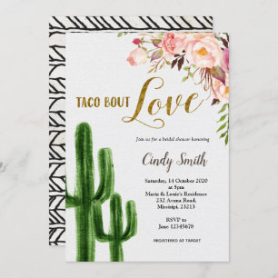 Cactus Taco sur l'amour nuptiale douche Invitation