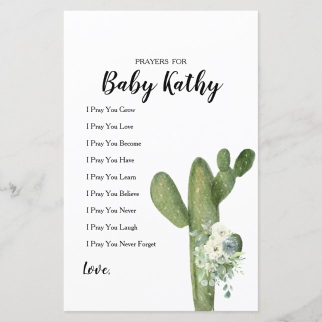 Cactus Taco'bout Liebe Gebete für Baby-Zeichen (Vorderseite)