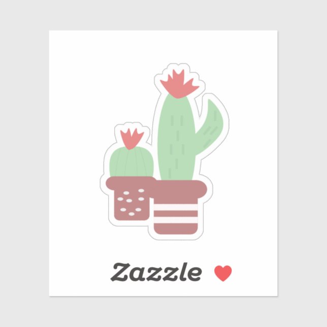 Cactus Terracotta Pots Formen Blumenjung Single Aufkleber (Blatt)