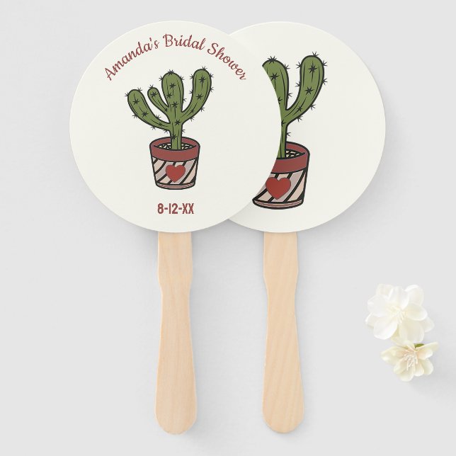Cactus Theme Brautparty Personalisiert Fächer (Vorne und Hinten)