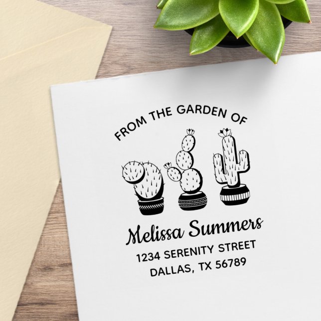 Cactus Trio Desert Custom Rücksendeadresse Gummistempel (Von Creator hochgeladen)