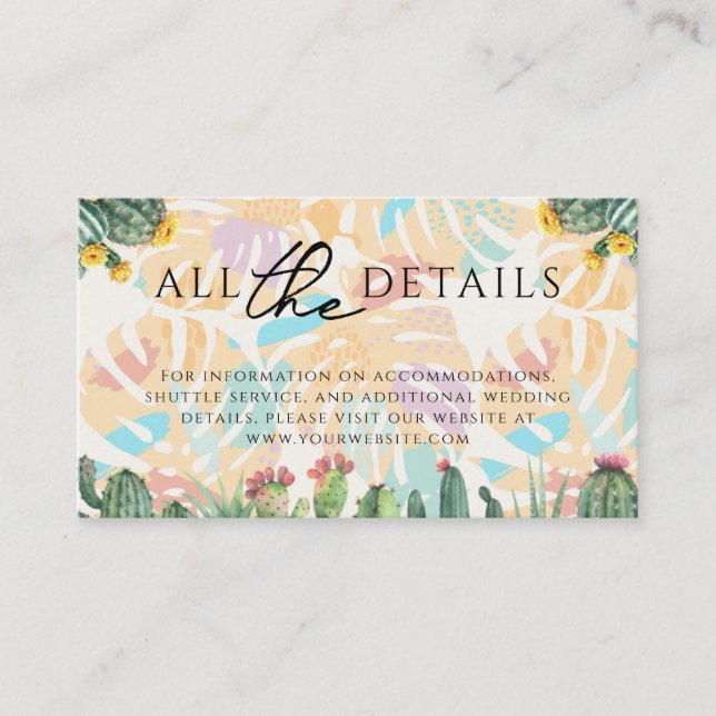 Cactus Tropical Palm Tree Desert Boho Wedding Begleitkarte (Vorderseite)