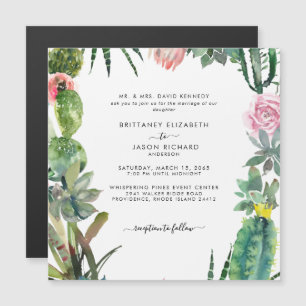 Cactus Tropical Square Wedding Einladungs Magnet