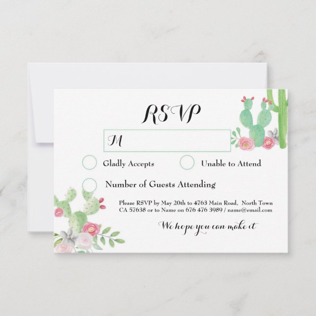 Cactus UAWG Wedding Fiesta Response Cards Cacti RSVP Karte (Vorderseite)