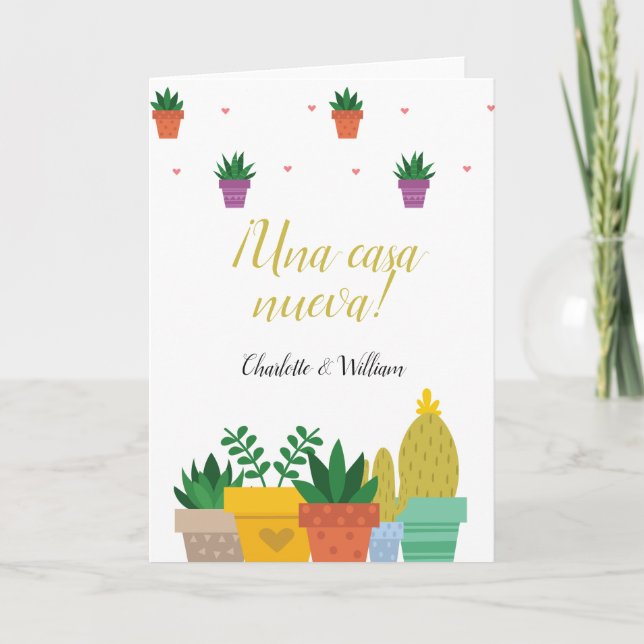 Cactus Una Casa Nueva - Ein neues Haus Glückwünsch Karte (Vorderseite)