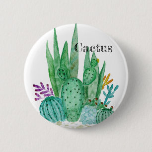 Cactus watercolor cacti Blume Blumenwüste Button