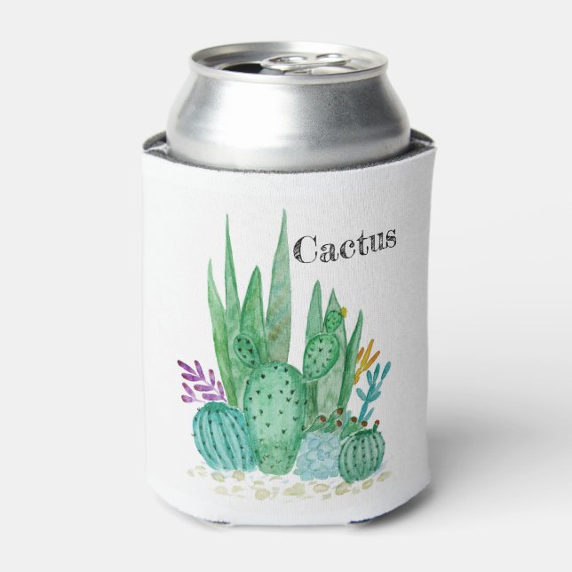 Cactus watercolor cacti Blume Blumenwüste Dosenkühler (Kanne Vorderseite)