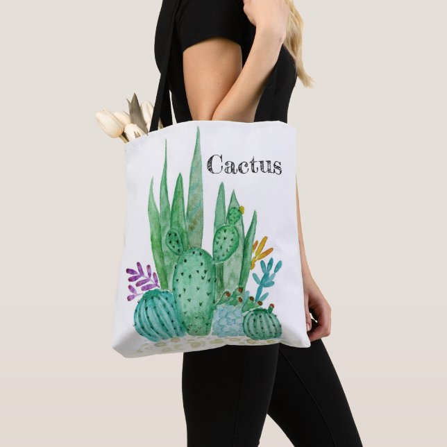Cactus watercolor cacti Blume Blumenwüste Tasche (Von Nahem)