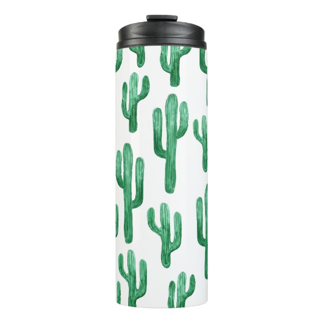 Cactus watercolor: handgezeichnet Abbildung Thermosbecher (Vorderseite)