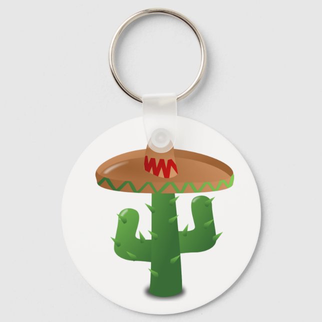 Cactus Wearing Sombrero Schlüsselanhänger (Vorderseite)