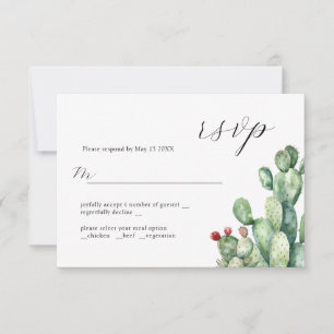 Cactus Wedding Design RSVP Card Karte