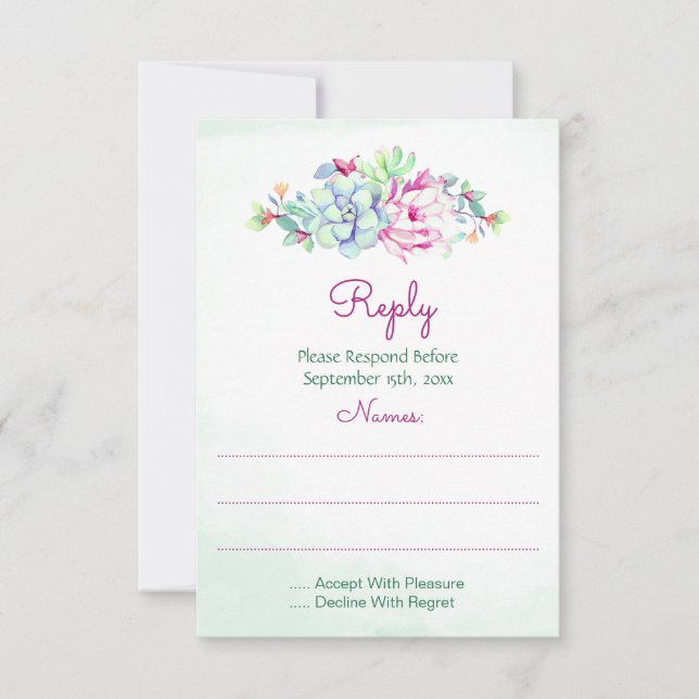 Cactus Wedding Reply Cards RSVP Karte (Vorderseite)