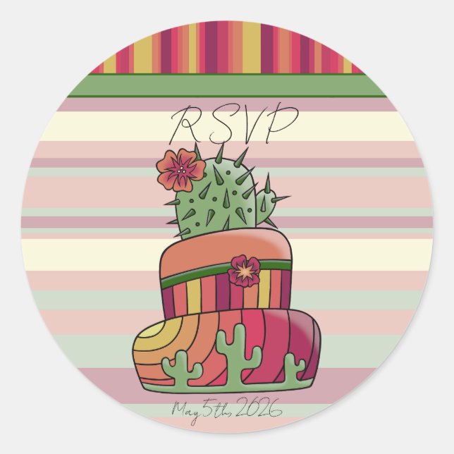Cactus Wedding "RSVP" Sticker (Vorderseite)