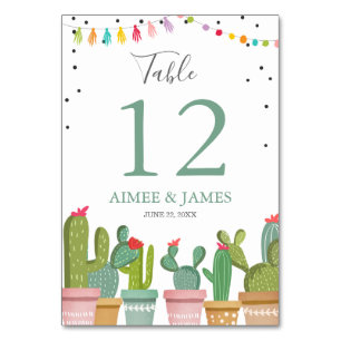 Cactus Wedding Rustic Fiesta Tischnummer Card
