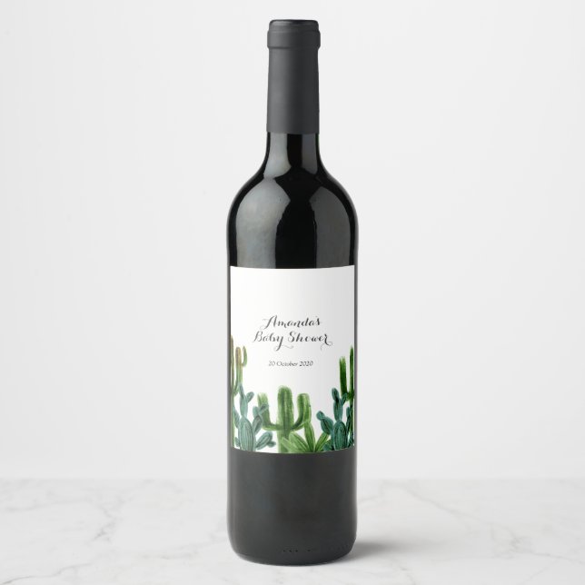 Cactus Wine Bottle Labels Weinetikett (Vorderseite)