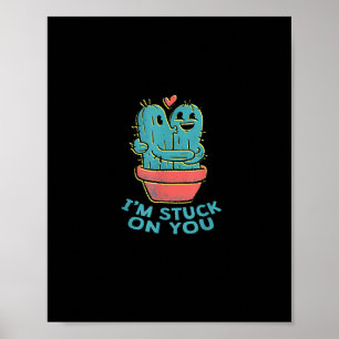 Cactus-Witz Ich hänge an dir Retro-Sukkulenten-Paa Poster