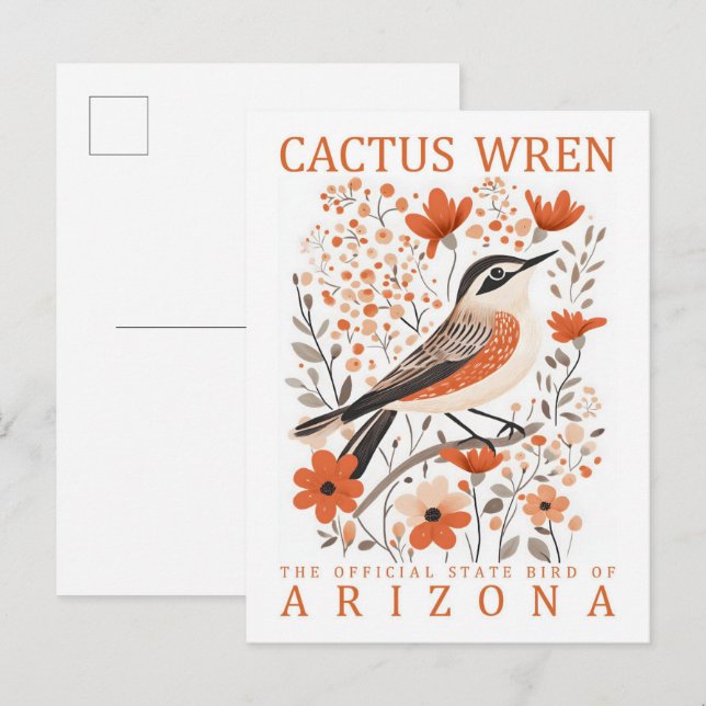 Cactus Wren Bird of Arizona USA Travel Postkarte (Vorne/Hinten)