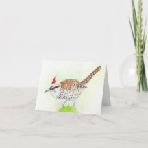 Cactus Wren Bird Zeichnend Weihnachtskarte
